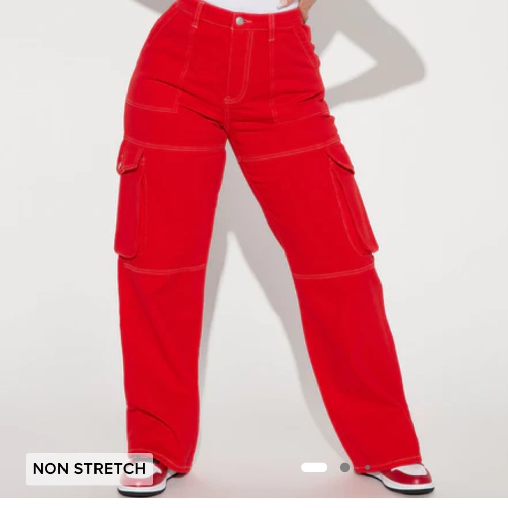 Fashion Nova Red Straight Leg Jeans